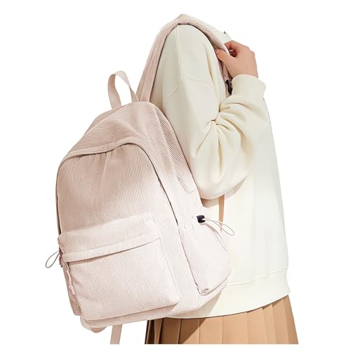 Corduroy Backpack for Women Men Cute College Backapck Aesthetic Backpack Preppy Backpacks Laptop Bags Women Commuter Back Pack Travel Backapck Casual Work Daypack Rucksack Pink - color: A5-pink