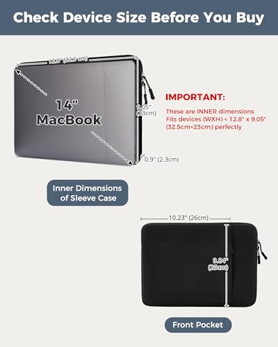ProCase Laptop Sleeve 14" for MacBook Pro 14-Inch M5/M4/M3/M2/M1 Pro/Max 2026-2021, Computer Case Also Compatible with 14" HP Dell ASUS Lenovo Acer Chromebook -Black - color: Black, size: 14-inch