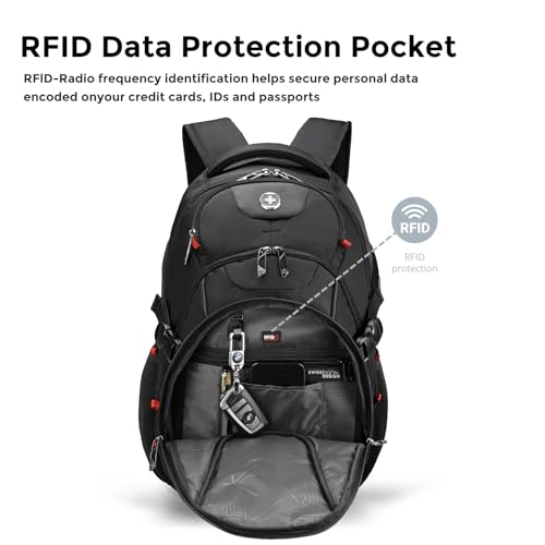 Swissdigital Laptop Backpack with USB Charging Port, Travel Backpack Fits 15.6 inches Computer, 31L Backpack for Men | SD8039508F-01 - color: Black-b-finder
