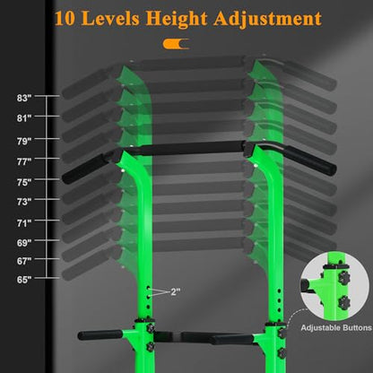 DlandHome Power Tower Pull Up Dip Station Multi-Function Fitness Equipment for Strength Training Adjustable Height Dip Stand for Home Gym - color: Green