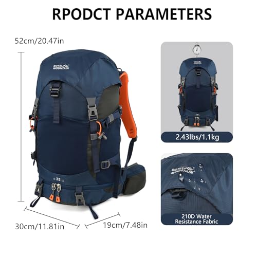 35L Hiking Backpack for Women men,Waterproof Camping Outdoor Backpacking Backpack for Travel lightweight Hiking Trekking Daypack - color: Blue
