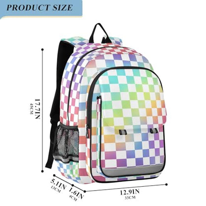 ALAZA Rainbow Checkered Laptop Backpack Purse for Women Men Checker Travel Bag Casual Daypack with Compartment & Multiple Pockets - color: Checkered