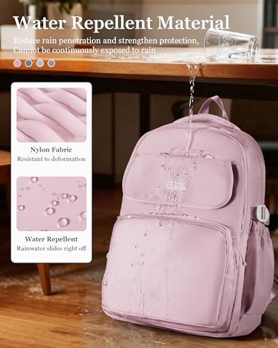 Waterproof School Backpack For College Students Women,Simple Kawaii Bookbags,Casual Laptop Travel Daypack Backpacks,Lightweight School Bags For Girls(Purple) - color: A5-purple