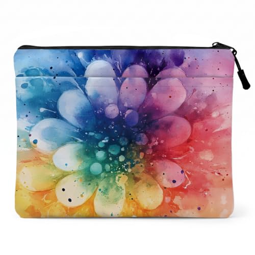 13.3 inch Laptop Case, Colorful Watercolor Floral Print Laptop Sleeve, Soft Velvet Computer Sleeve with Pocket, Compatible with 13-13.3 Slim Laptops, Minimalist Notebook Bag for Her for Business Work - color: Watercolor Floral 1425
