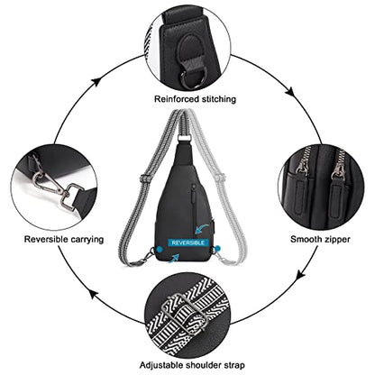 CLUCI Crossbody Bags for Women Men,Leather Sling Bag Cross Body Backpack for Woman Gifts for Women Birthday Unique - color: 0-2 Black