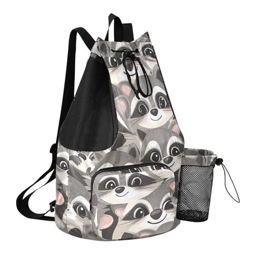 Drawstring Backpack Gym Sackpack With Water Bottle Pocket Dry Wet Separation