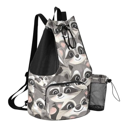Drawstring Backpack Gym Sackpack With Water Bottle Pocket Dry Wet Separation
