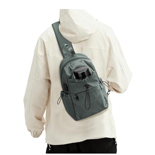 SEAFEW Small Green Sling Crossbody Backpack Shoulder Bag for Men Women - Mini One Strap Sling Bag Fanny Pack Daypack, Waterproof Nylon Chest Bag for Motorcycle Hiking Travel Gym Sport - color: Green Upgraded Version