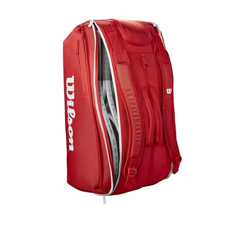 WILSON 2025 Super Tour Red Tennis Racket Bags - size: Racket Bag - Holds up to 15 Rackets