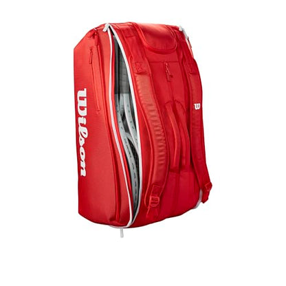 WILSON 2025 Super Tour Red Tennis Racket Bags - size: Racket Bag - Holds up to 15 Rackets