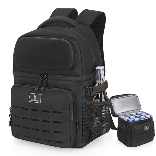 VS VOGSHOW Insulated Double Deck Cooler Backpack for Men Women, 36 Cans Large Leakproof Cooler Bag for Camping, Hiking, Picnic, Fishing, Beach, Travel - color: Black