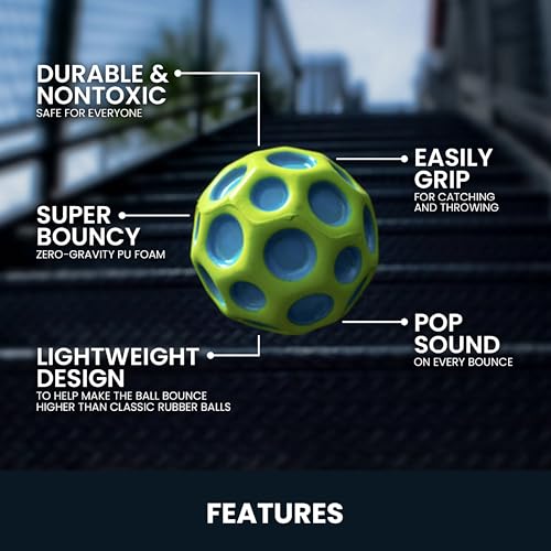 Waboba The Original Moon Ball 2 Pack - Super Bouncy Wall Balls for Kids and Teens - Outdoor Sports Toy Gift - Yellow & Cobalt