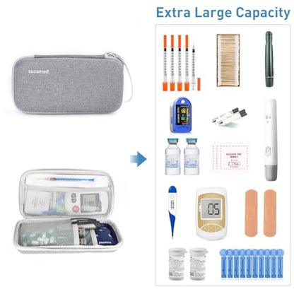 suzamed Insulin Cooler Travel Case,EVA Insulation Travel Medicine Kit with 2 Ice Packs for Diabetes Care,Insulin Pen and Other Diabetic Supplies (Grey) - color: Grey