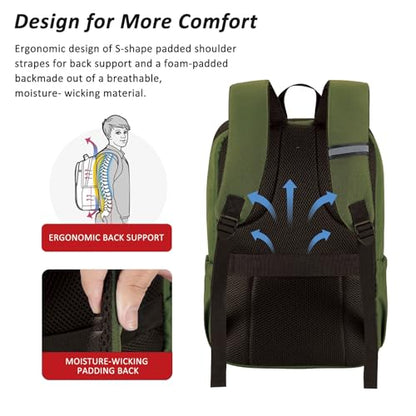 MAXTOP Deep Storage Laptop Backpack Business Anti-theft Backpacks[Water Resistant] College School Computer Bookbag Fits 17 Inch Laptop - color: Olive, size: 17 inch, style: Daypack Backpacks
