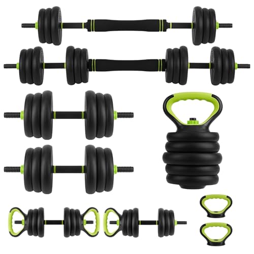 4-in-1 Adjustable Dumbbell Set, 30/44/66/88 Lbs Free Weights Set with Connector, Fitness Exercise Equipment Used As Kettlebells, Barbell, Push Up Stand, Weights Set for Home Gym Suitable Women/Men - size: 44 Lbs Round