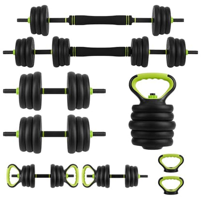 4-in-1 Adjustable Dumbbell Set, 30/44/66/88 Lbs Free Weights Set with Connector, Fitness Exercise Equipment Used As Kettlebells, Barbell, Push Up Stand, Weights Set for Home Gym Suitable Women/Men - size: 44 Lbs Round