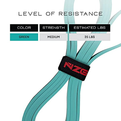 NonZero Gravity 100% Latex-Free Organic Rubber Power Resistance Bands | Compact Durable Hypoallergenic Bands for Strength Training & Workouts | 11 Levels (10 to 140 Lbs) - color: 3. Green-35 lb