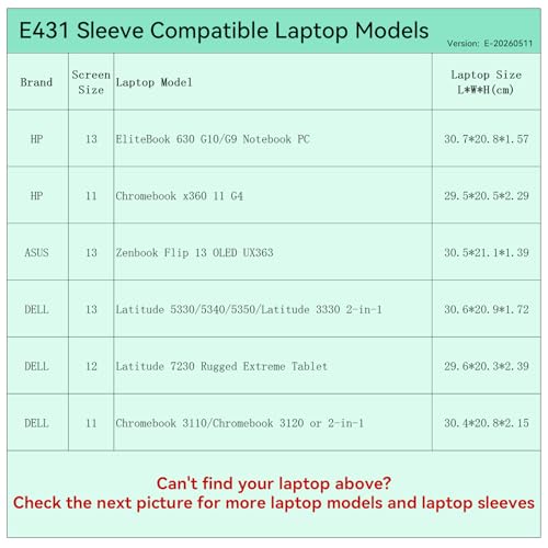 Smatree Elite Laptop Sleeve for 11.6-13 inch HP EliteBook 630 G10/G9/Chromebook x360 11, ASUS Zenbook Flip 13 OLED, DELL Latitude/Chromebook/Latitude 7230, Protective Laptop Case with Pocket(E431) - size: 13 inch/E431/Size: 32*21.6cm