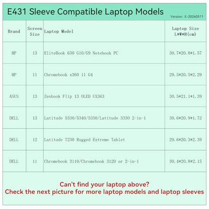 Smatree Elite Laptop Sleeve for 11.6-13 inch HP EliteBook 630 G10/G9/Chromebook x360 11, ASUS Zenbook Flip 13 OLED, DELL Latitude/Chromebook/Latitude 7230, Protective Laptop Case with Pocket(E431) - size: 13 inch/E431/Size: 32*21.6cm