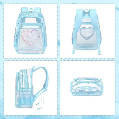 Clear Backpack, Heavy Duty Thick TPU Clear Bookbag, Transparent Bookbag Stadium Events, See Through Large Ergonomic Backpack for School Kids Girls Women Travel Security College Concert, Blue - color: Blue