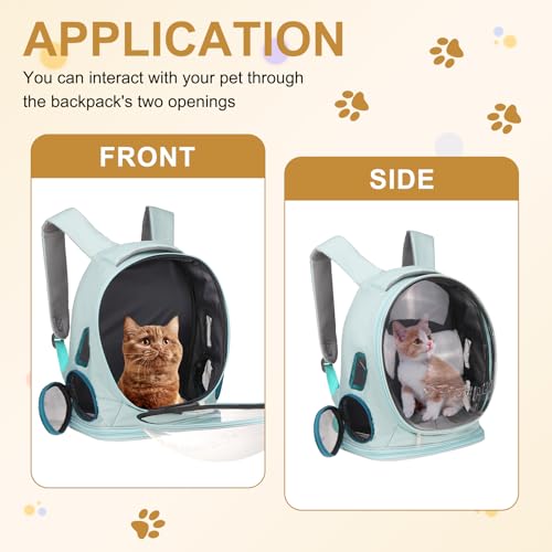 Pet Backpack Carrier, Portable and Ventilated, Oxford Cloth, Dog Cat Travel Bag with Transparent Cover 12.99", (Blue, 1 Pcs), Intended for Hiking/Camping/Traveling - color: Blue