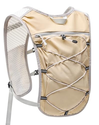 Small Lightweight Hiking Backpack, 3D Breathable Mesh Backpack with Water Bottle & Phone Pockets, Travel Daypack for Men Women, Cycling & City Tour - color: Khaki