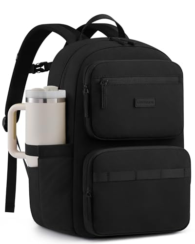 LOVEVOOK Laptop Backpack for Women, School Backpack for Teen Girls with Large Cup Holder, Lightweight Bookbag for College,Work,Travel fits 15.6 Inch Laptop,Black - color: Black-a, size: 15.6 Inch