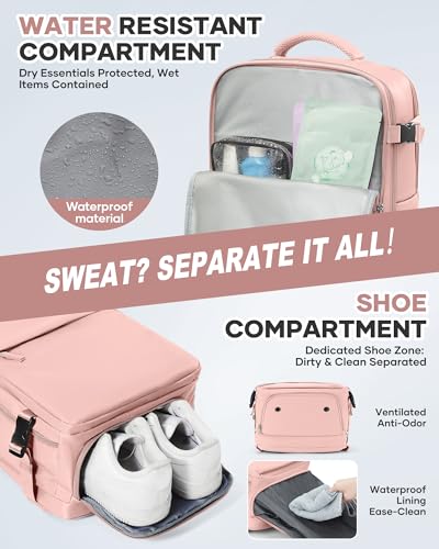 Vacuum Seal Travel Backpack with Air Pump Compression Waterproof Vacpack Carry On Backpack for Travel Daypack Women Men with Vacuum System Airlines Approved Vacpack Laptop Space Saver Bags Pink - color: B14-pink(with Air Pump)