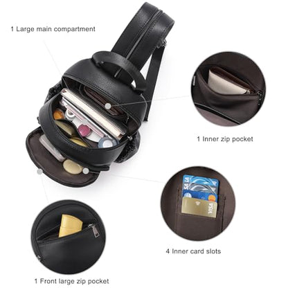 CLUCI Sling Bag for Women Leather Women's Backpack Small Convertible Backpack Purse Crossbody Bag for Travel - color: 0-1 Black