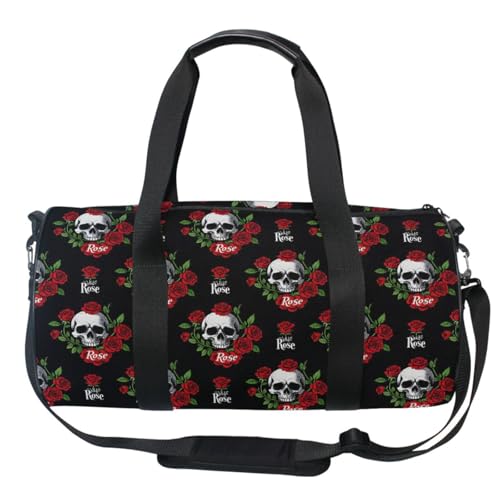 MNSRUU Duffel Bags Skull Rose Birds Sports Gym Bag Travel Luggage Overnight Bags for Men Women Duffel Bags for Traveling - color: Goth 10