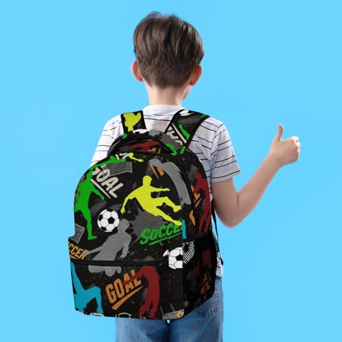 Soccer Theme Backpack Set for Kids,School Bookbag with Lunch Box and Pencil Pouch Bag(Soccer-2) - color: Soccer-2