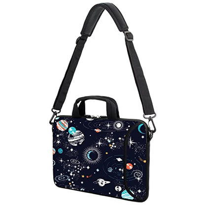 AMARY 15.4" 15.6" laptop sleeve adjustable shoulder strap with handle accessory pocket for men women (Galaxy-1) - color: Galaxy-1
