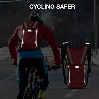 KUYOU Running Hydration Vest - Lightweight Insulated Hydration Backpack with 2L Water Bladder, Adjustable Chest Straps and Reflective Water Backpack for Running Marathon Race Hiking Cycling - color: Red