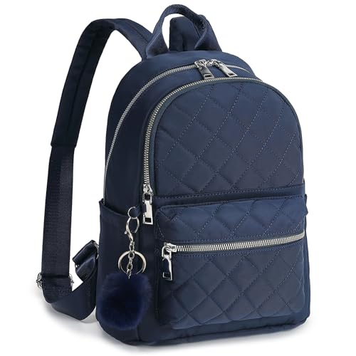 TANTOMI Mini Backpack Purse for Women Lightweight Small Backpack Purse Travel bookbag with Pom - color: Blue