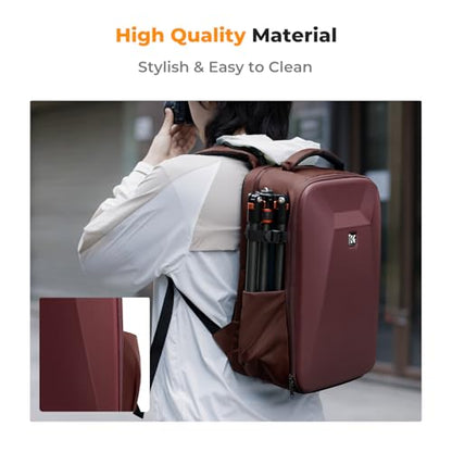 K&F CONCEPT Camera Backpack,Hardshell Photography DSLR Camera Bag with 15-15.6 Inch Laptop Compartment Hard Shell Camera Case Compatible with Canon/Nikon/Sony/DJI Mavic Drone - color: Red