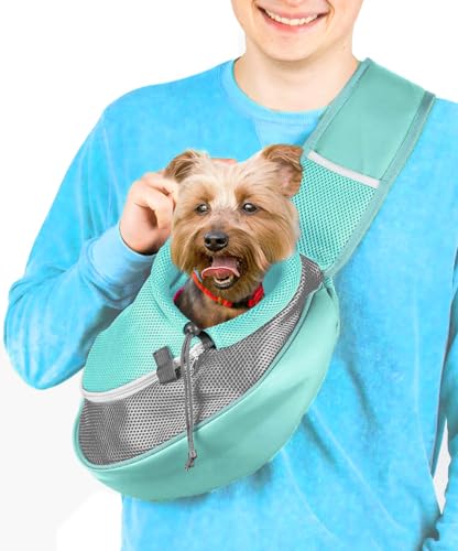 Cuddlissimo! Pet Sling Carrier - Small Dog Puppy Cat Carrying Bag Purse Pouch - For Pooch Doggy Doggie Yorkie Chihuahua Baby Papoose Bjorn - Travel Front Backpack Chest Body Holder Pack To Wear (Teal) - color: Blue Lagoon
