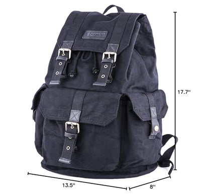 GOOTIUM 21101BLK Specially High Density Thick Canvas Backpack Rucksack,Black - color: Black, size: Large