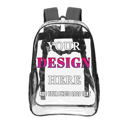 Custom Clear Backpack, Personalized Transparent Backpack, Add Your Own Logo Text Photo, Customized See Through Bag for Stadium Sport Travel Camping 17in - color: Style 1