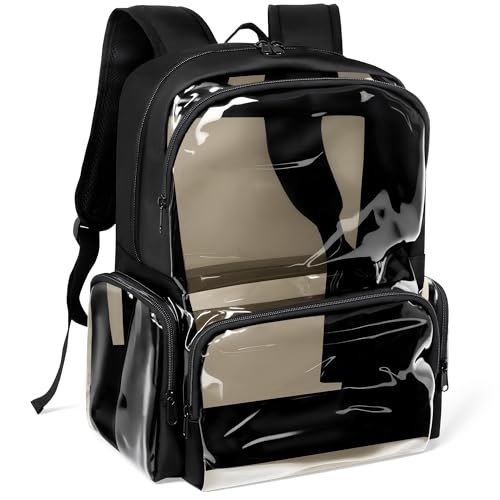 Clear Backpack Heavy Duty,18'' Large Clear Backpack with Multiple Pockets,See Through Bookbag for College Work Security,Semi Transparent Black - color: Semi Transparent Black