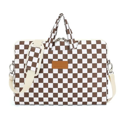 canvaslife Waterproof Pattern Resistant Laptop Shoulder Messenger Bag for Pro 16 inch and 15.6 inch-16 inch Laptop (brown Checker) - color: Brown Checker