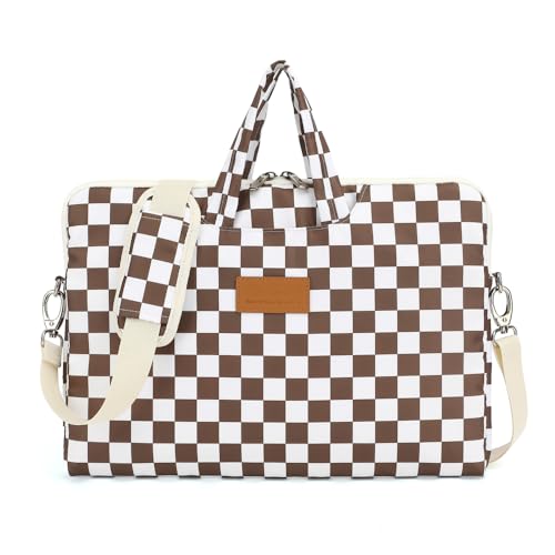 canvaslife Waterproof Pattern Resistant Laptop Shoulder Messenger Bag for Pro 16 inch and 15.6 inch-16 inch Laptop (brown Checker) - color: Brown Checker