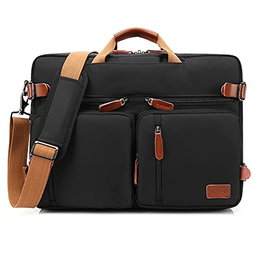 CoolBELL Convertible Backpack Messenger Shoulder Bag Laptop Case Handbag Business Briefcase Multi-Functional Travel Rucksack Fits 17.3 Inch Laptop for Men/Women (Black) - color: Black, size: 17.3 Inches