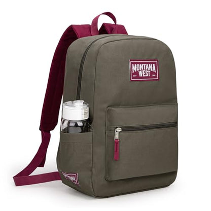 Montana West Backpack for Women Men 2 PCS Lightweight College Bookbags Casual Daypack Backpacks for Commute & Travel - color: Black & Army