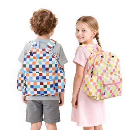 STEAMEDBUN Kids Backpack for Boys Girls 5-8, 15inch Girls Boys Backpacks Kindergarten - color: Pink Checkerboard, size: SMALL-15"H(fit folder)