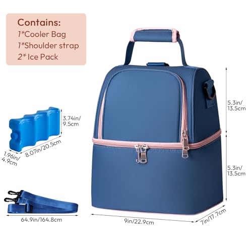 NCVI Breastmilk Cooler Bag, Breast Pump Bag with 2 Ice Pack Fits 6 Bottles, Double Layer Breast Milk Cooler Travel Bag Baby Bottle, for Travel, Nursing Mom Daycare, Work, Picnic (SkyBlue) - color: Blue
