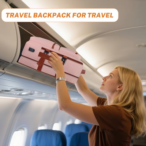 Expandable Travel Backpack Women Men with USB Charging Port, 15.6 Inch Laptop Backpack Waterproof Carry on Flight Approved for Travel Work Hiking College, Pink - color: Pink
