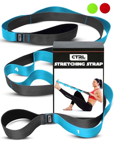 Stretching Strap with Loops - Non Elastic Stretch Band for Physical Therapy, Yoga Strap for Stretching Equipment, Stretch Bands for Exercise and Flexibility - Fascia, Hamstring & Leg Stretcher Belt - style: 10 Loops - Blue