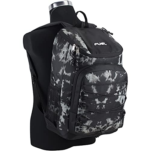 FUEL Wide Mouth Sports Luggage Carry On Weekender Travel Backpack with Front Bungee and Inner Tech Pocket, Gungee Tie Dye/Black - color: Gungee Tie Dye/Black