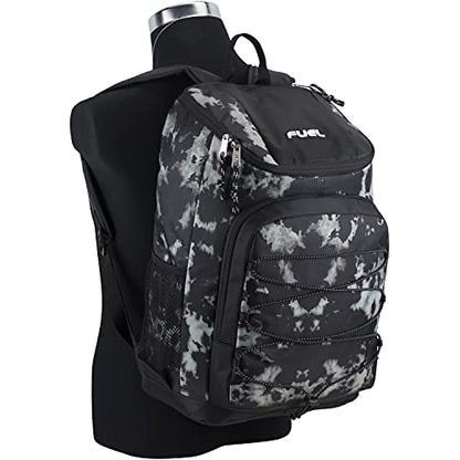 FUEL Wide Mouth Sports Luggage Carry On Weekender Travel Backpack with Front Bungee and Inner Tech Pocket, Gungee Tie Dye/Black - color: Gungee Tie Dye/Black