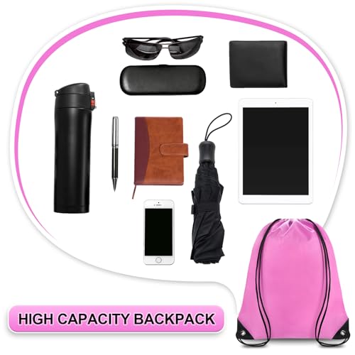 Grneric Drawstring Backpack Bulk 70Pcs String Backpack Drawstring Bags Cinch Bag Sackpack for Men Women Gym(Pink) - color: Pink
